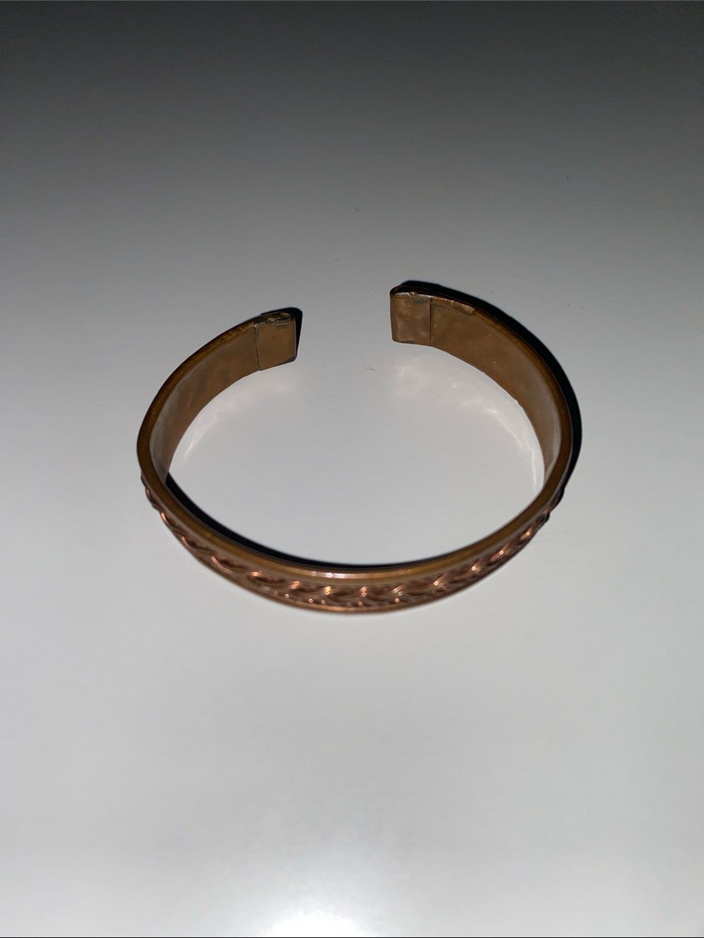 Textured Copper Tone Open Cuff Bracelet